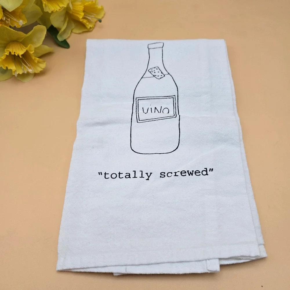Wine Lovers Gift Set  Book Towels Burlap Bag Woozie Sleeve Wine Decor‎ 6 Pc
